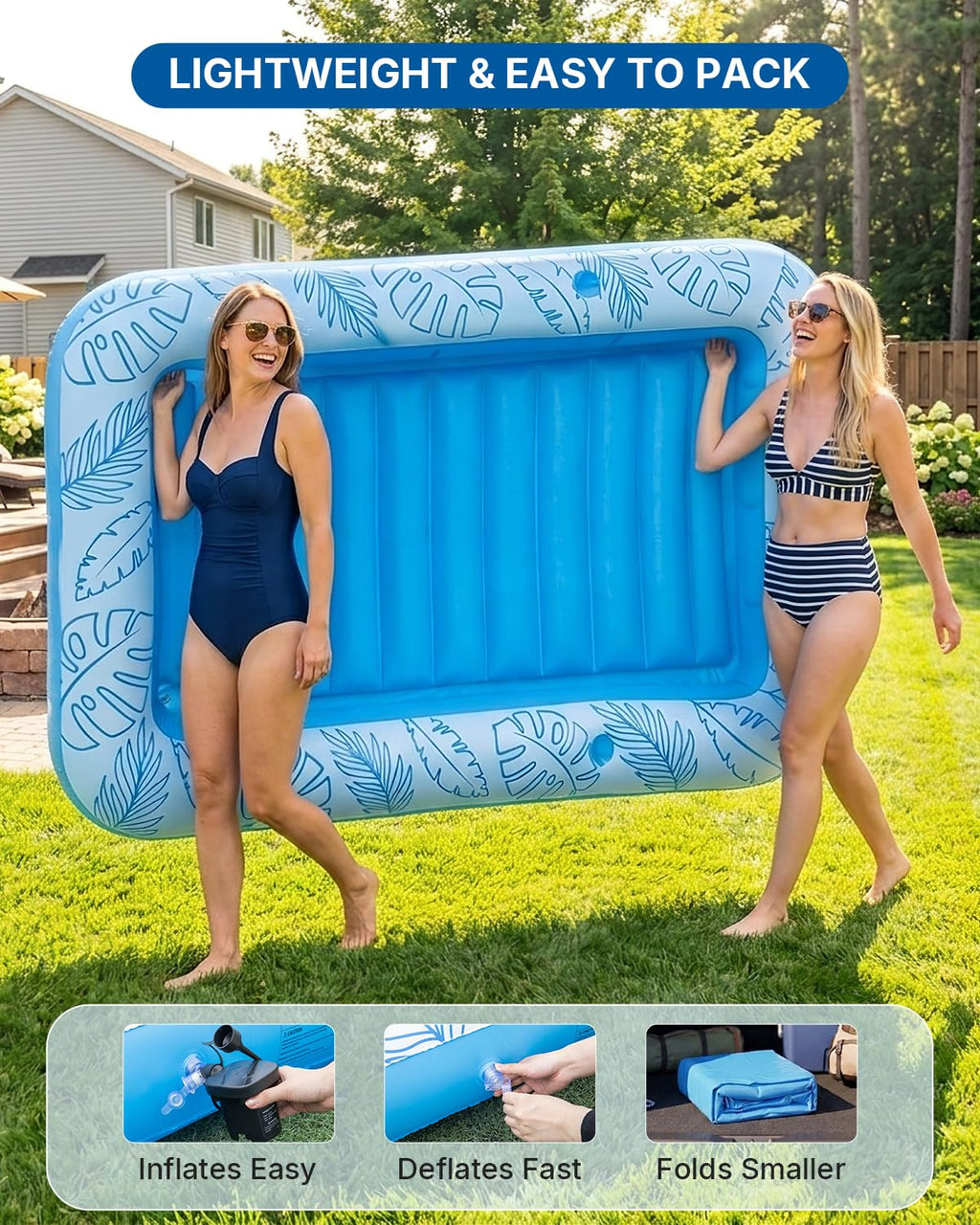 Inflatable Tanning Pool Float with Lights and Pillow T505890