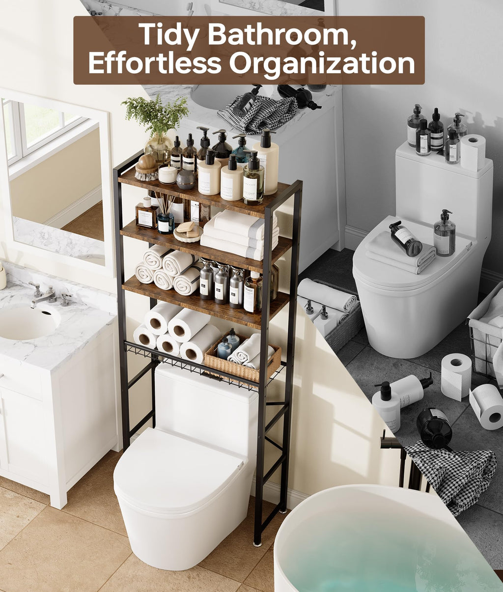 Brown 4-Tier Over-the-Toilet Storage Rack O49937