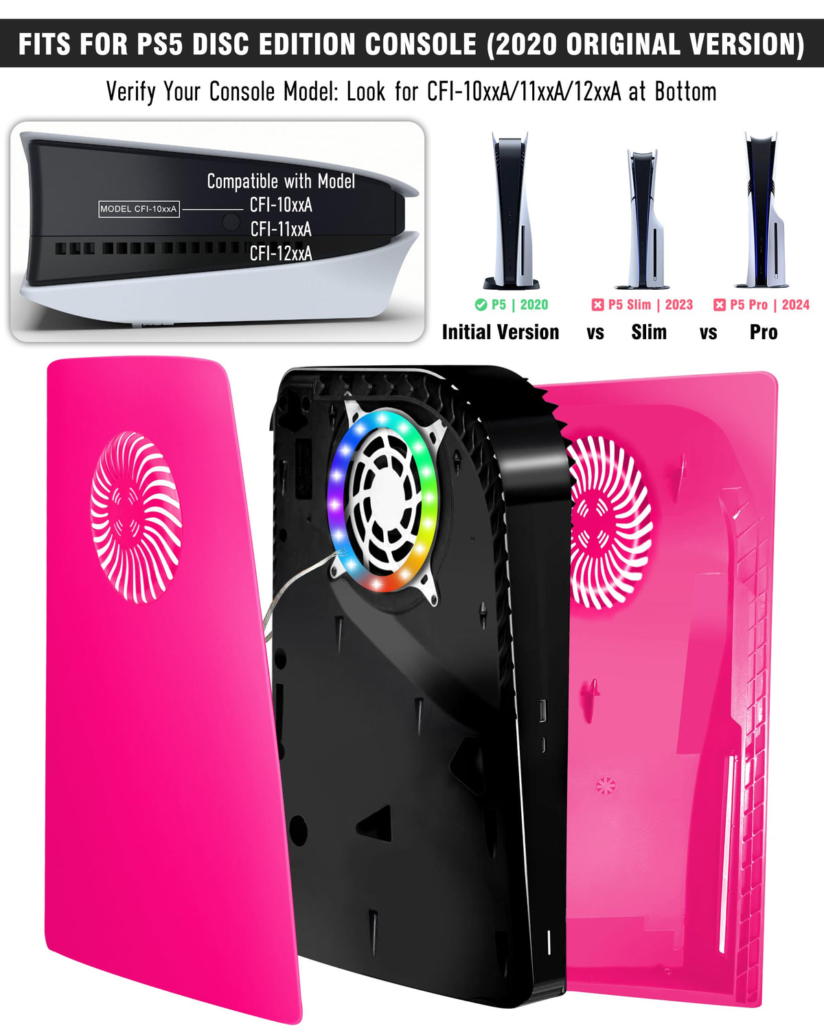 Nova Pink Vented Faceplate for PS5 Disc Edition W799451