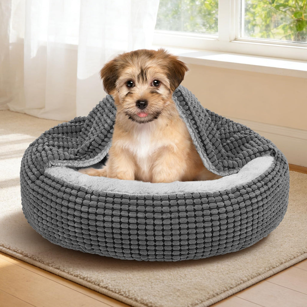 Small Dog Bed with Attached Blanket, 23inch E45632