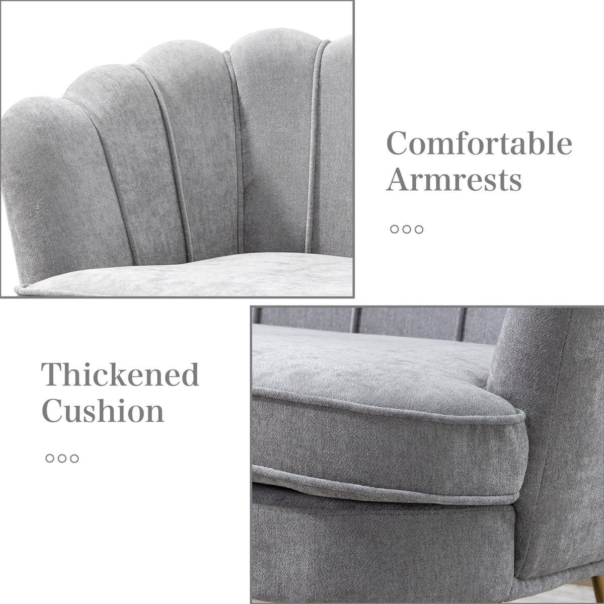 Light Grey Upholstered 2-Seater Loveseat C41148