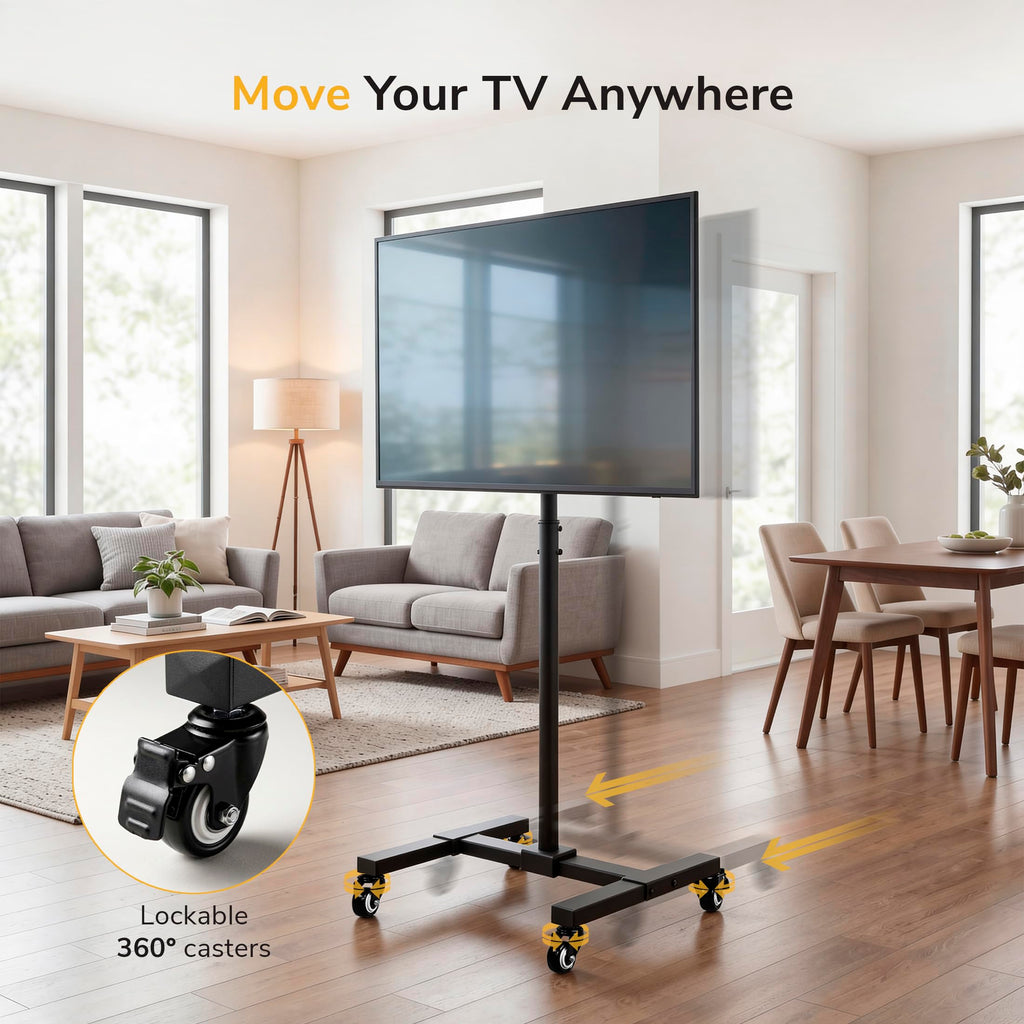 Black Mobile TV Stand with Locking Wheels W244581