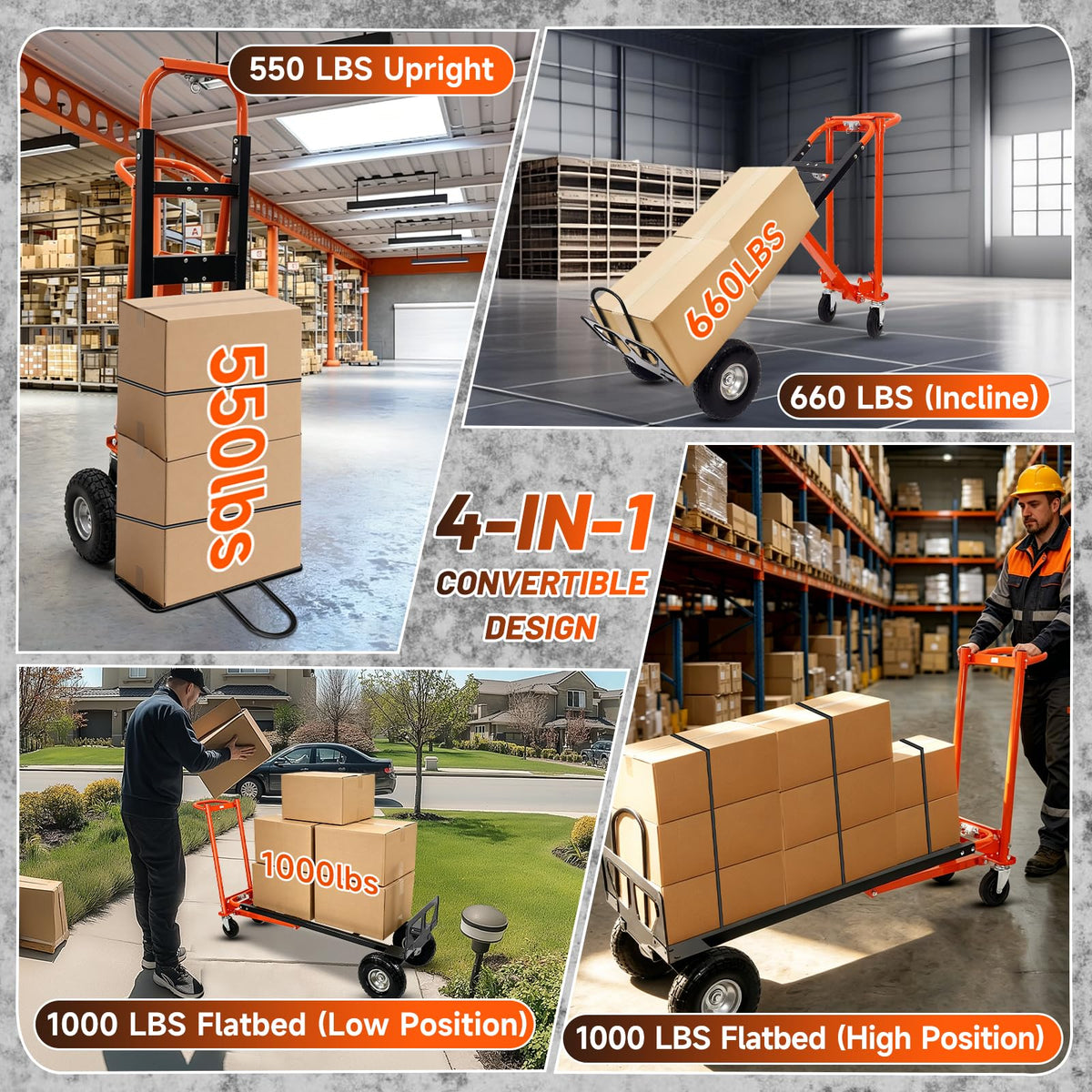 Heavy Duty Convertible Hand Truck with Wheels D605943