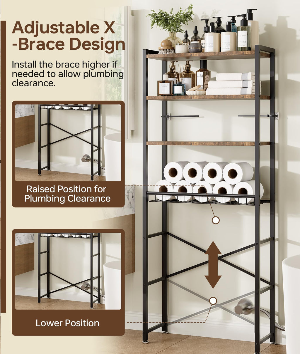 Brown 4-Tier Over-the-Toilet Storage Rack O49937