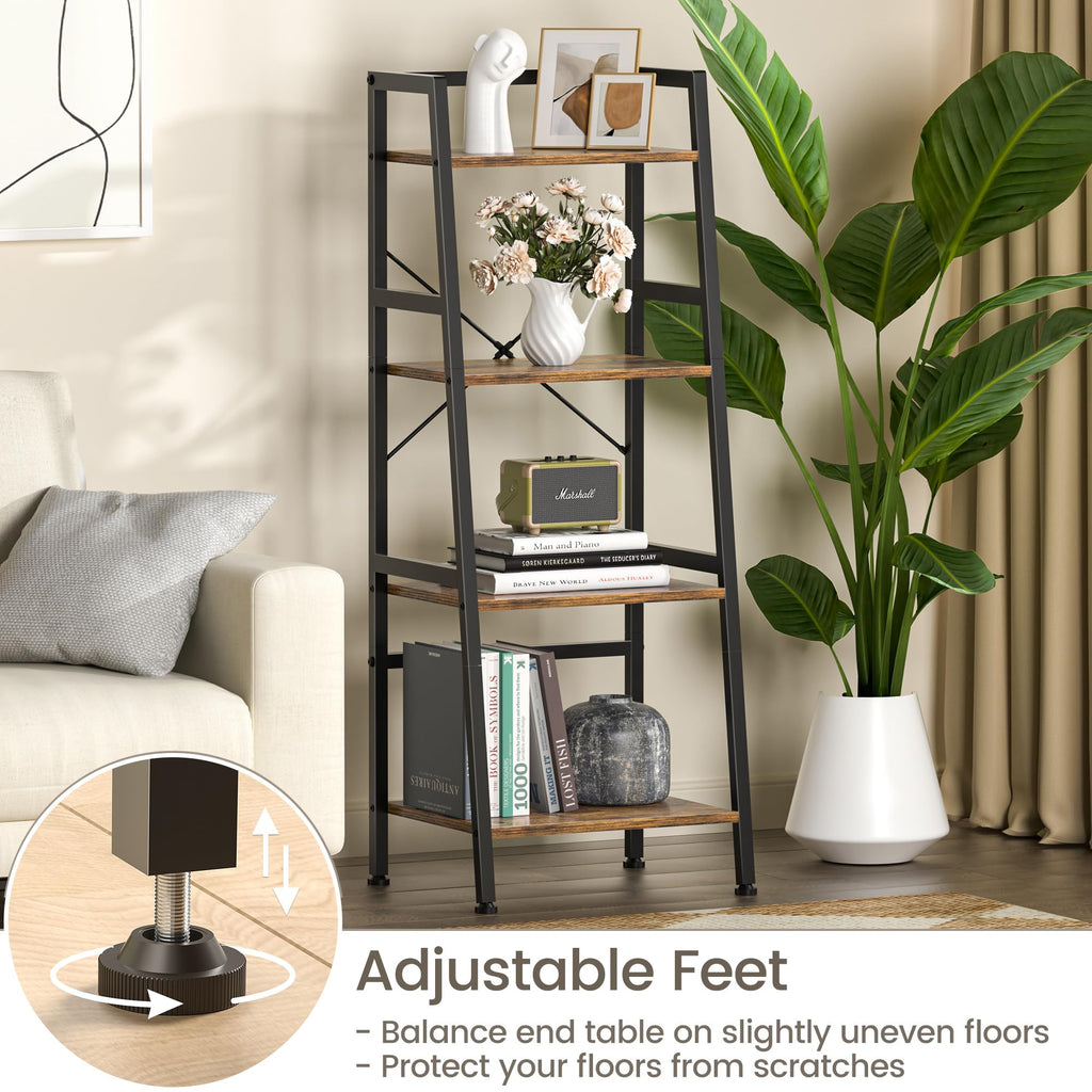 4-Tier Industrial Bookshelf with Steel Frame I774