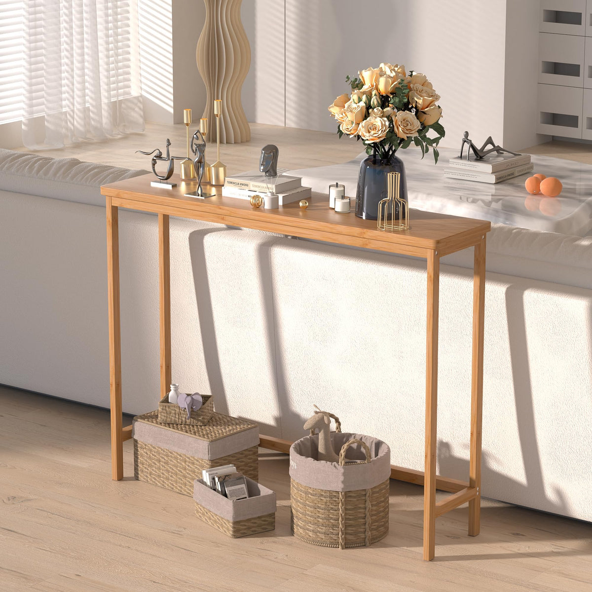 39" Natural Bamboo Console Table D7287