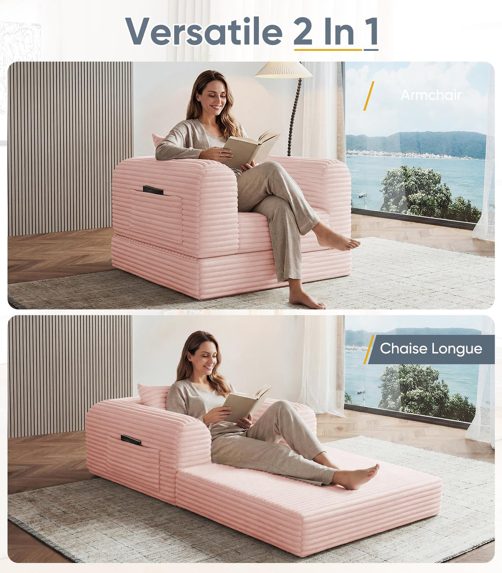2 in 1 Convertible Sleeper Chair Folding Sofa Bed O836229