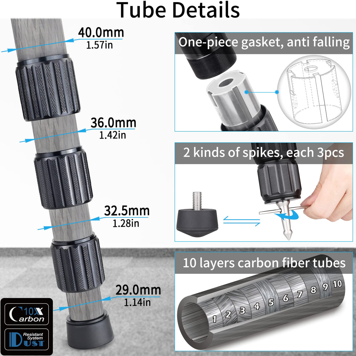 Carbon Fiber Heavy Duty Tripod with 75mm Bowl Adapter 63 inch Black N680273