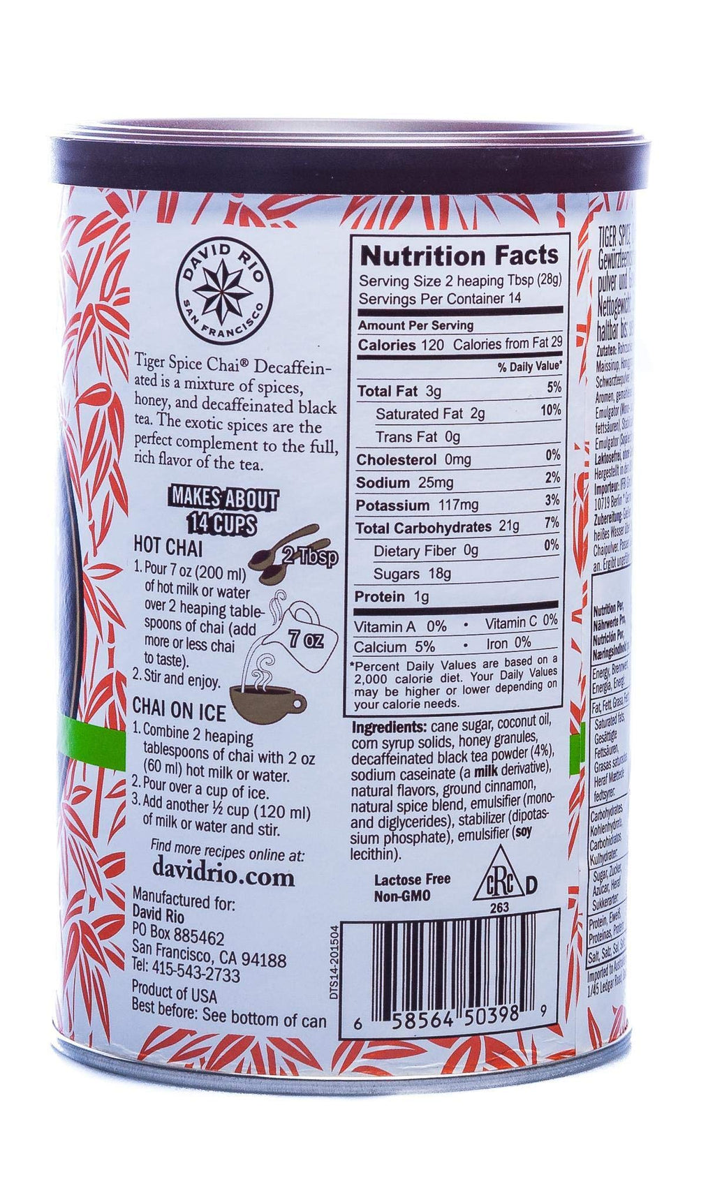 Decaffeinated Chai Tea Latte Mix, 14 Oz Z7131
