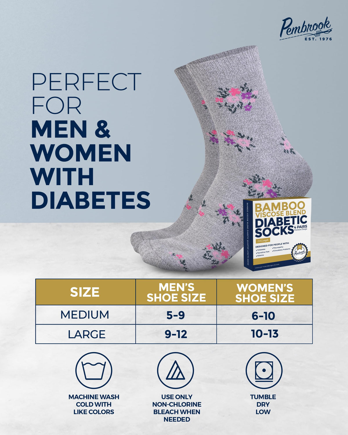 Breathable Bamboo Viscose Ankle Diabetic Socks 4 Pairs H19957