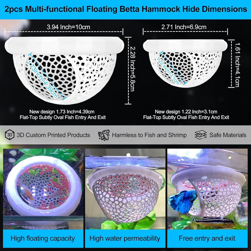 White Floating Betta Fish Hammock Bed and Hide Cave H102627
