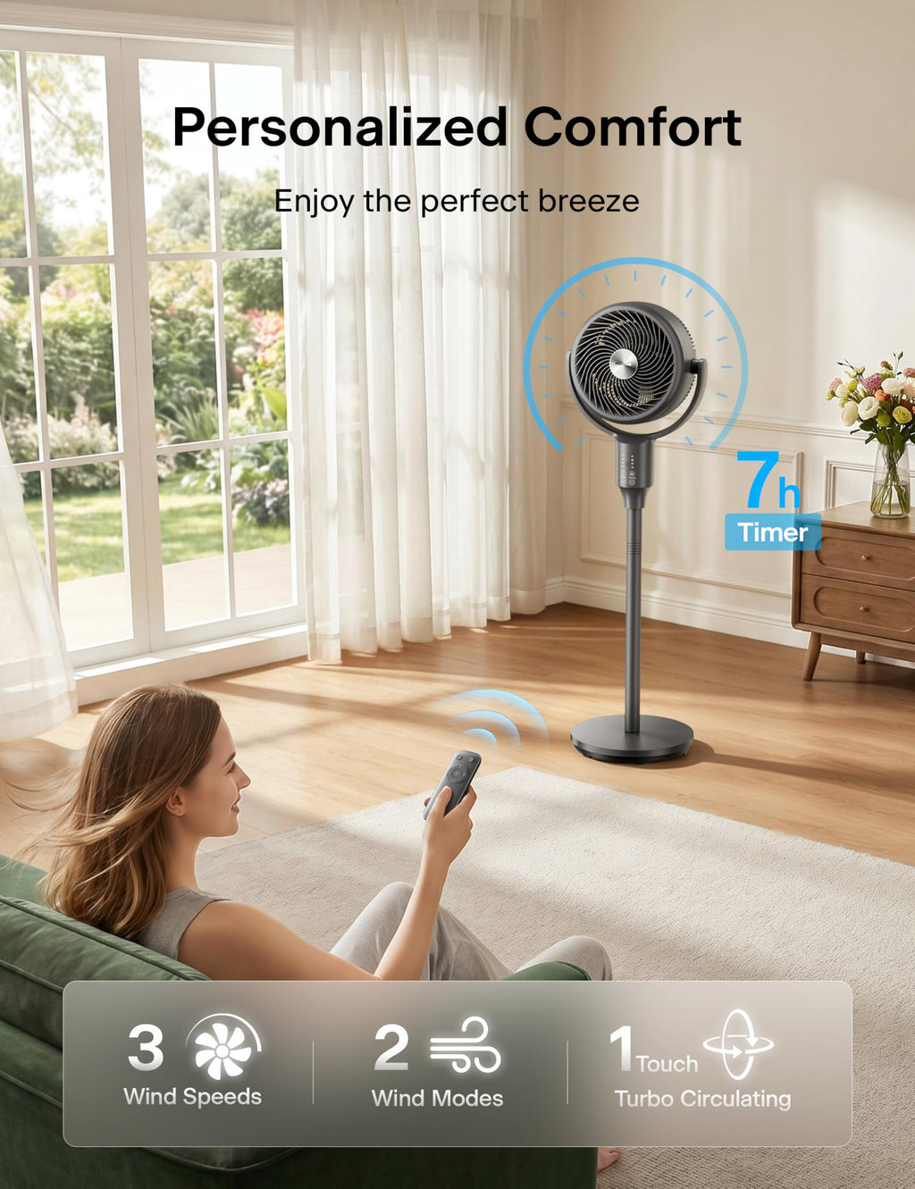 Grey Air Circulator Fan with Remote S246