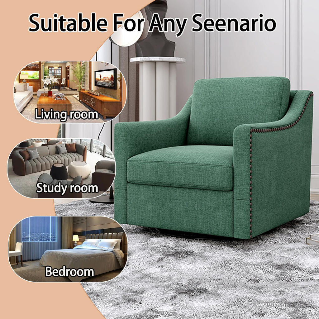 Swivel Accent Chair Set of 2 Green Armchair L35790