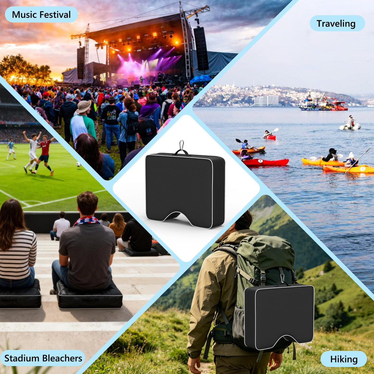 Waterproof Extra Thick 3.5" Portable Stadium Seat Cushions U658272