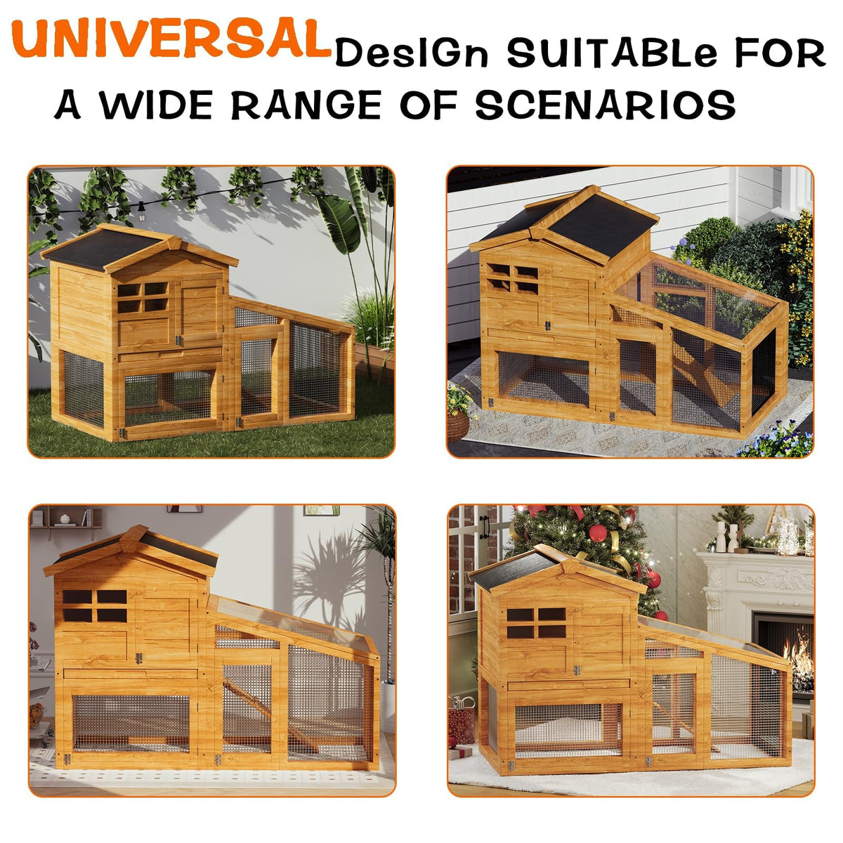 2-Story Wooden Rabbit Hutch with Run L192277