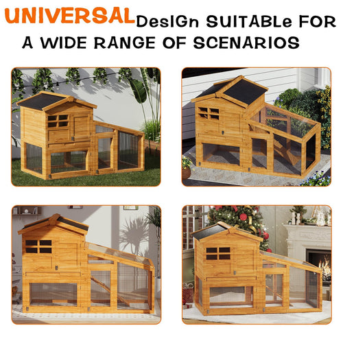 2-Story Wooden Rabbit Hutch with Run L192277