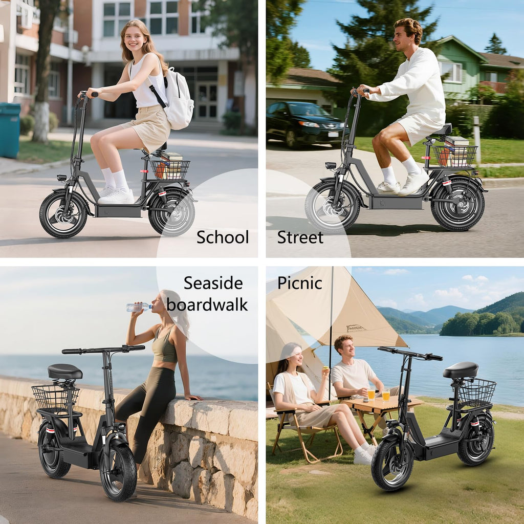 Foldable Electric Scooter with Seat D93449