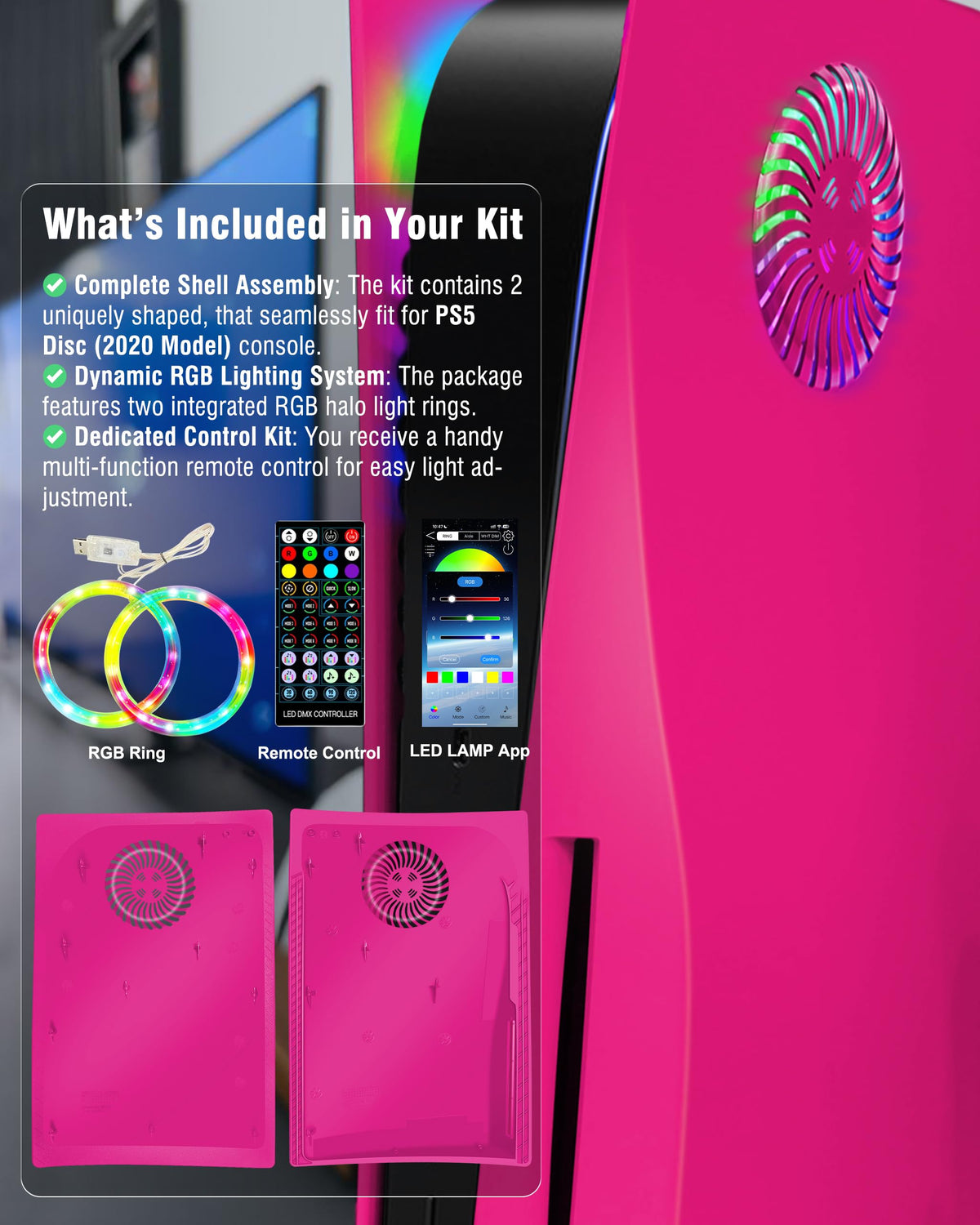 Nova Pink Vented Faceplate for PS5 Disc Edition W799451