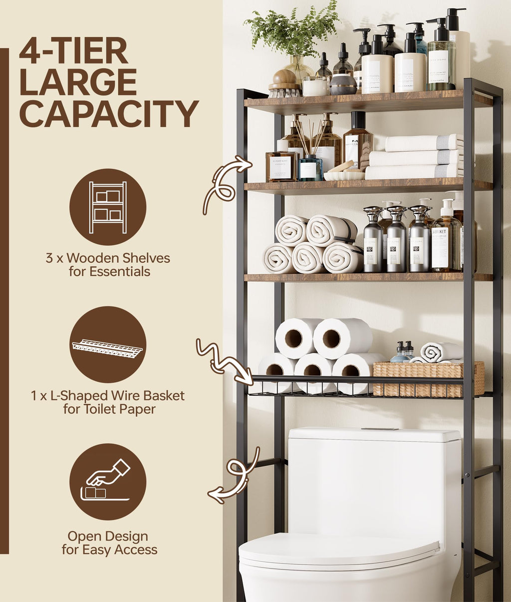 Brown 4-Tier Over-the-Toilet Storage Rack O49937