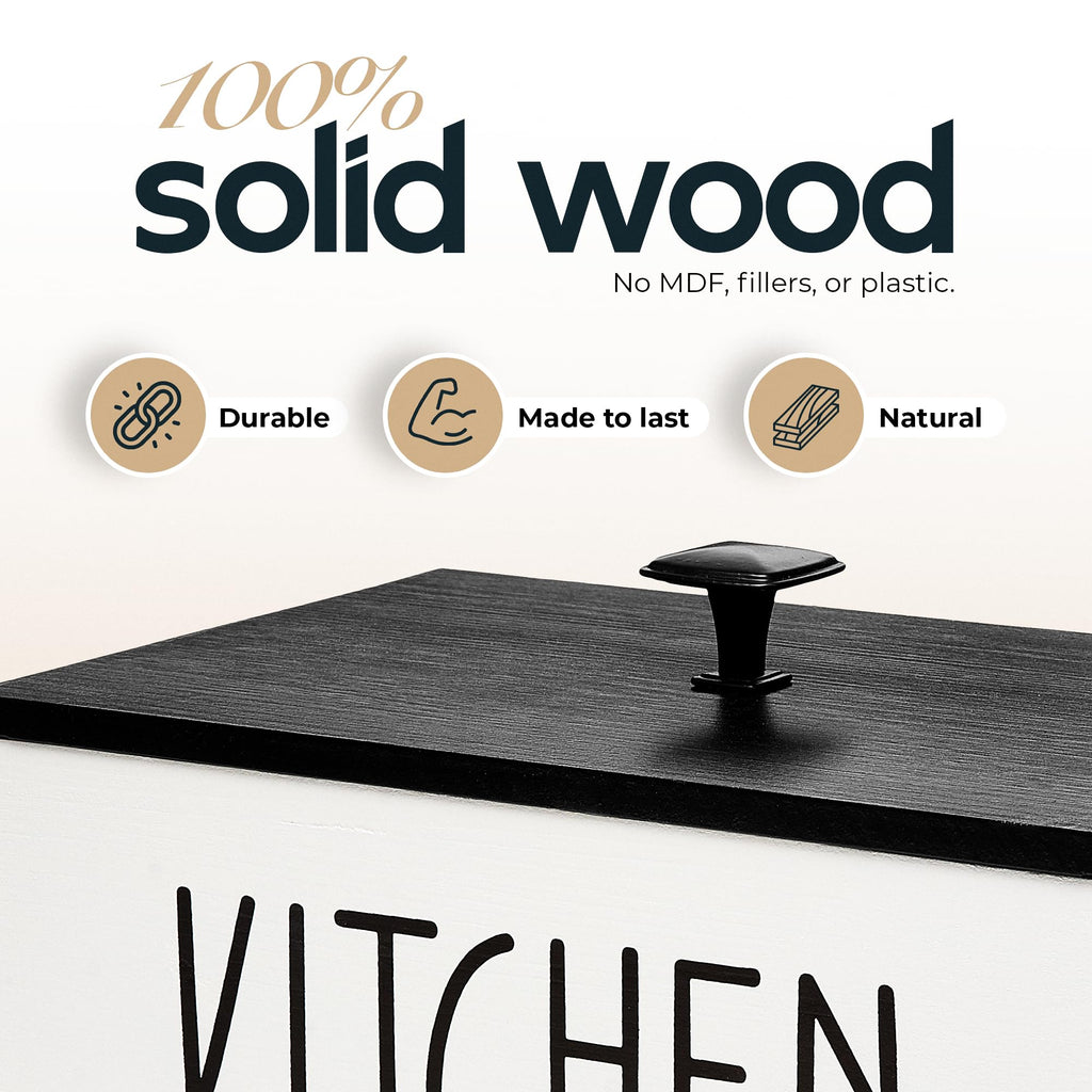 Solid Wood Kitchen Storage Bin with Lid X99238
