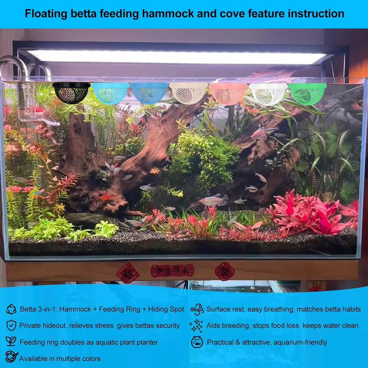White Floating Betta Fish Hammock Bed and Hide Cave H102627