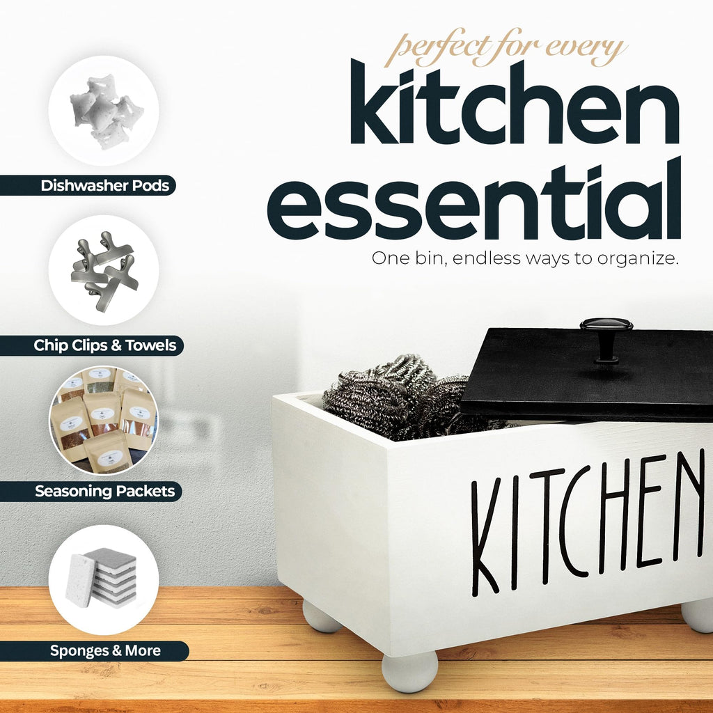 Solid Wood Kitchen Storage Bin with Lid X99238