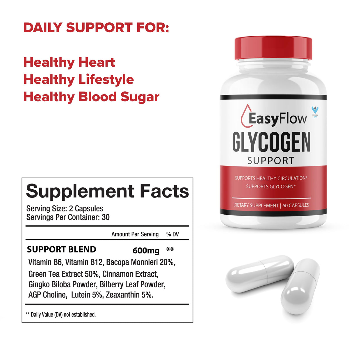 5 Pack 300 Capsules Glycogen Support Supplement M49398