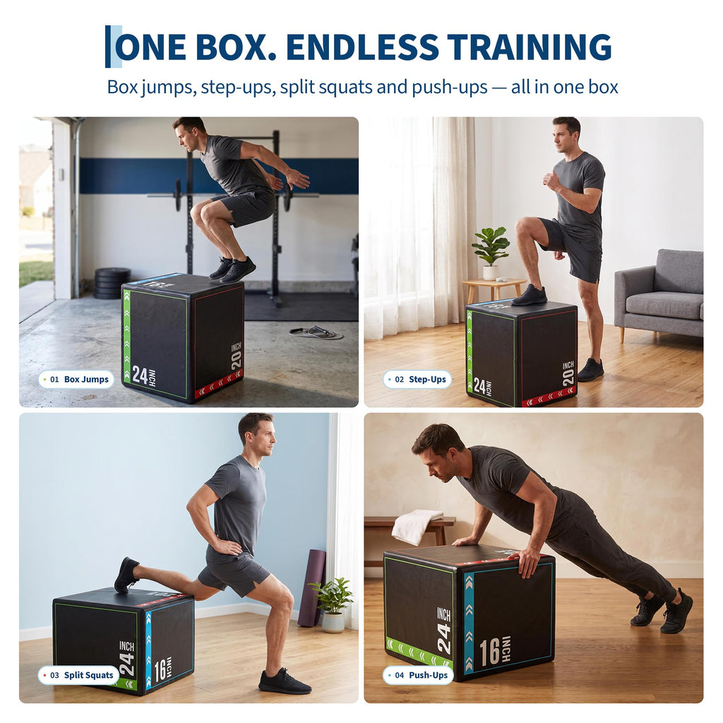 3 in 1 Plyometric Jump Box with Non-Slip Surface F7767