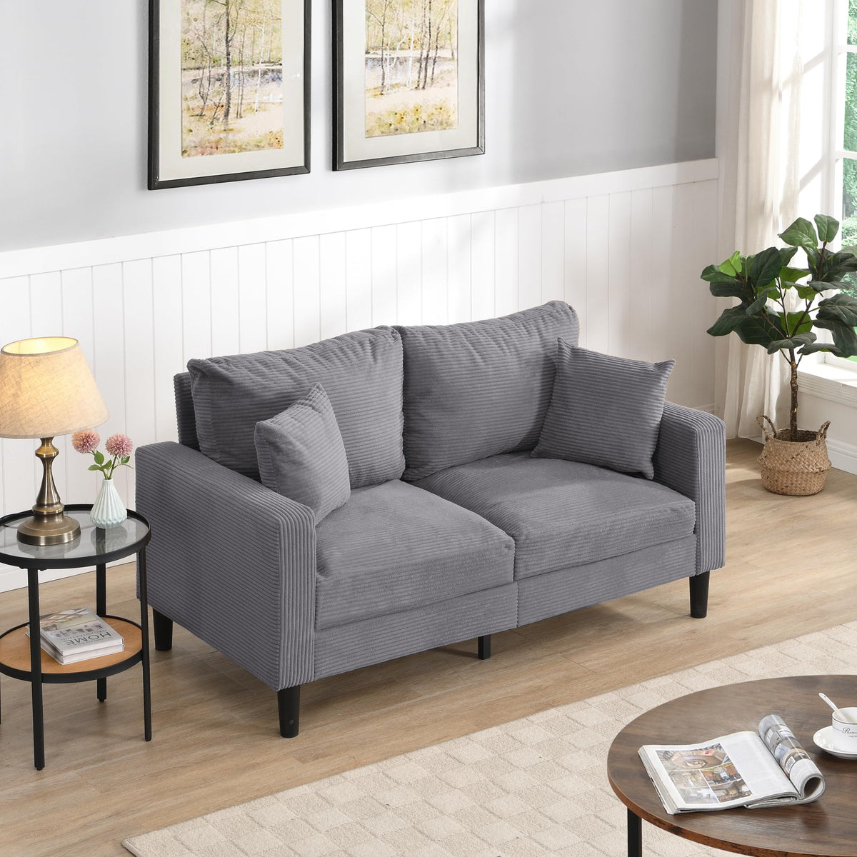 Light Gray Upholstered Loveseat Sofa X885