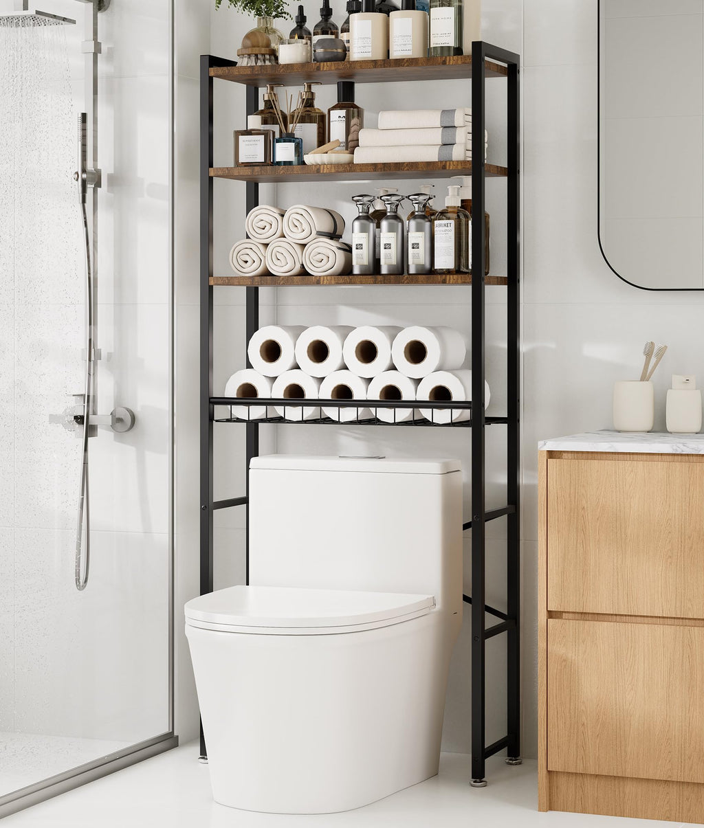Brown 4-Tier Over-the-Toilet Storage Rack O49937