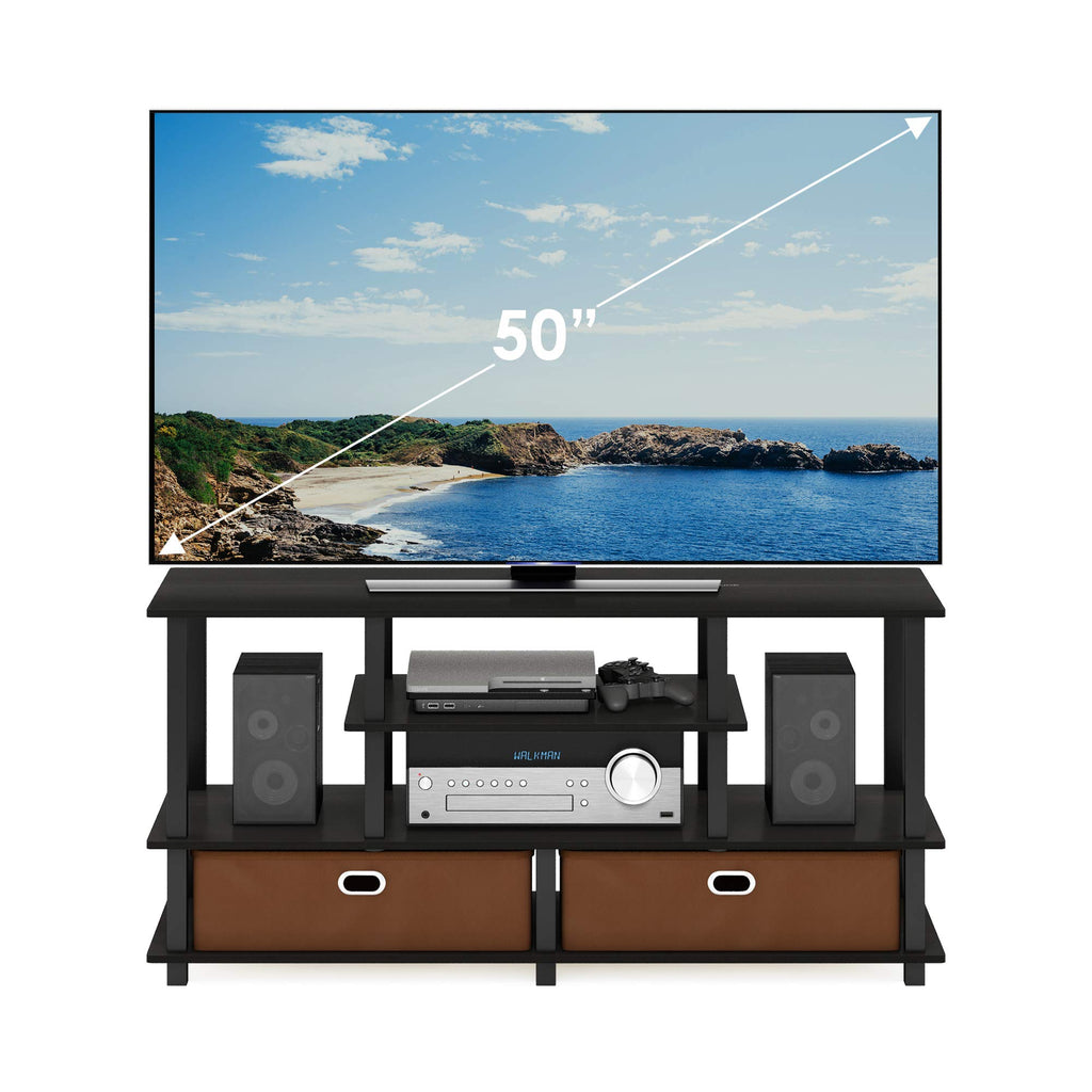 Black Espresso 4-Tier TV Stand with 2 Storage Bins X682766