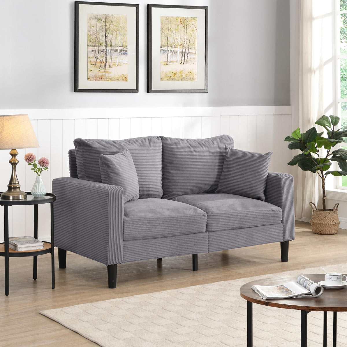 Light Gray Upholstered Loveseat Sofa X885