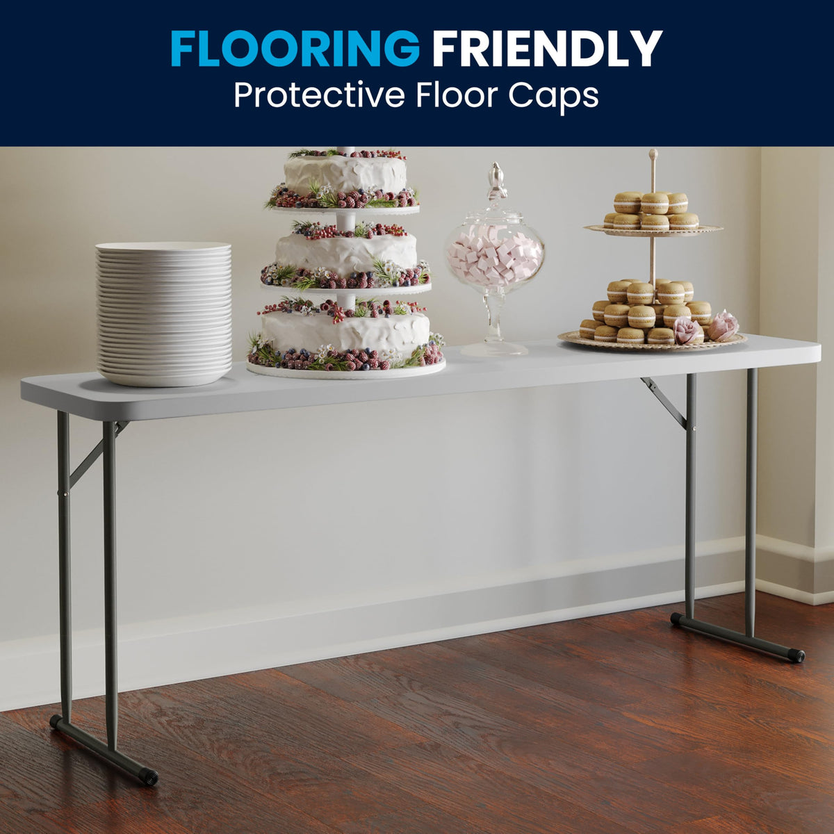 6-Foot Granite White Plastic Folding Training Table V18793