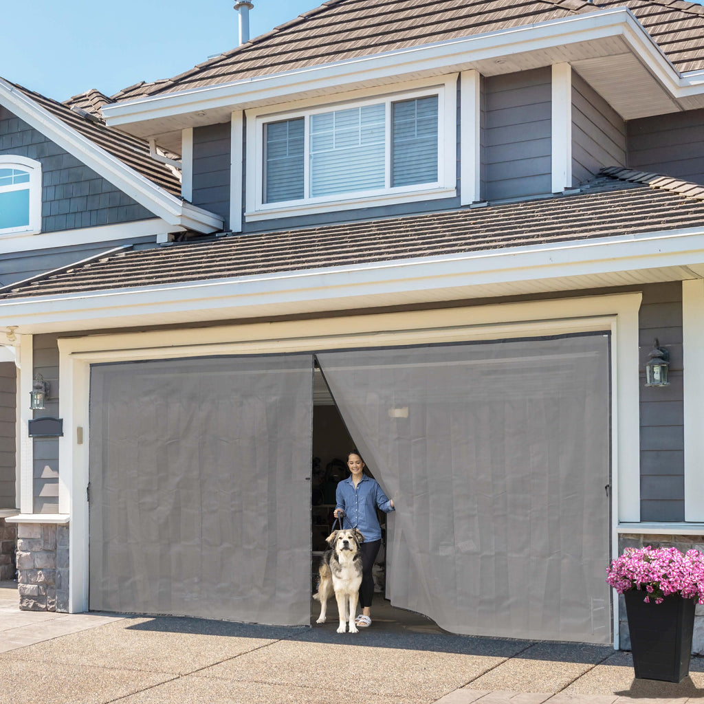 Magnetic Garage Door Screen 16x7 ft Fiberglass Mesh L305454