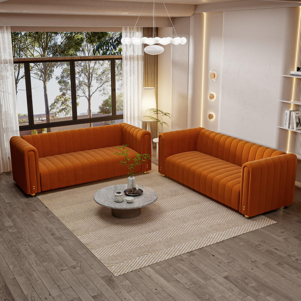 Velvet Sofa Set with Gold Metal Legs I922