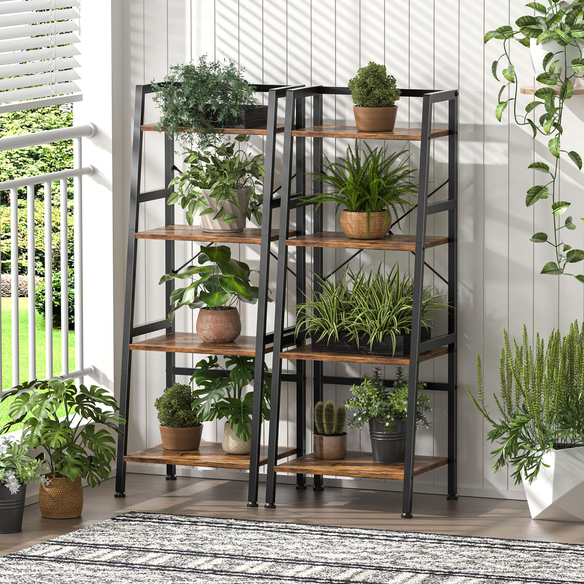 4-Tier Industrial Bookshelf with Steel Frame I774