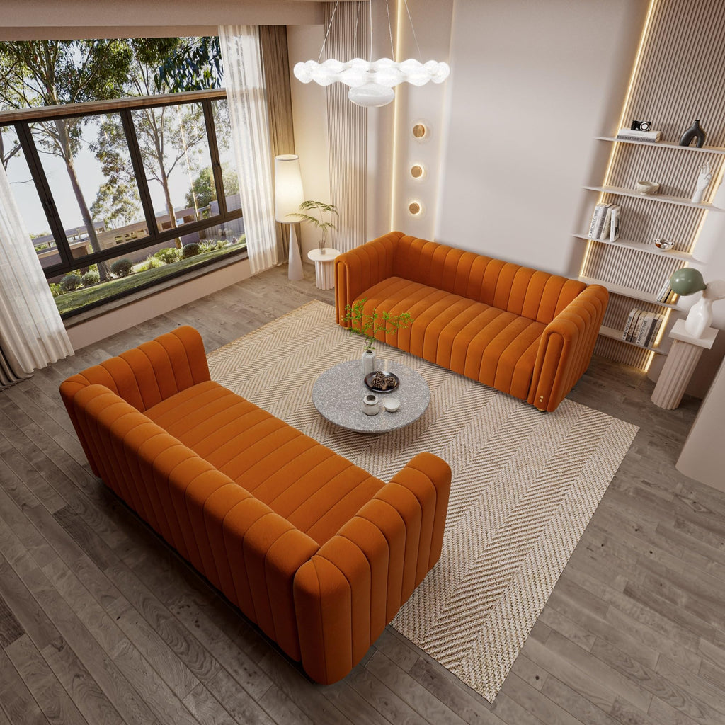 Velvet Sofa Set with Gold Metal Legs I922