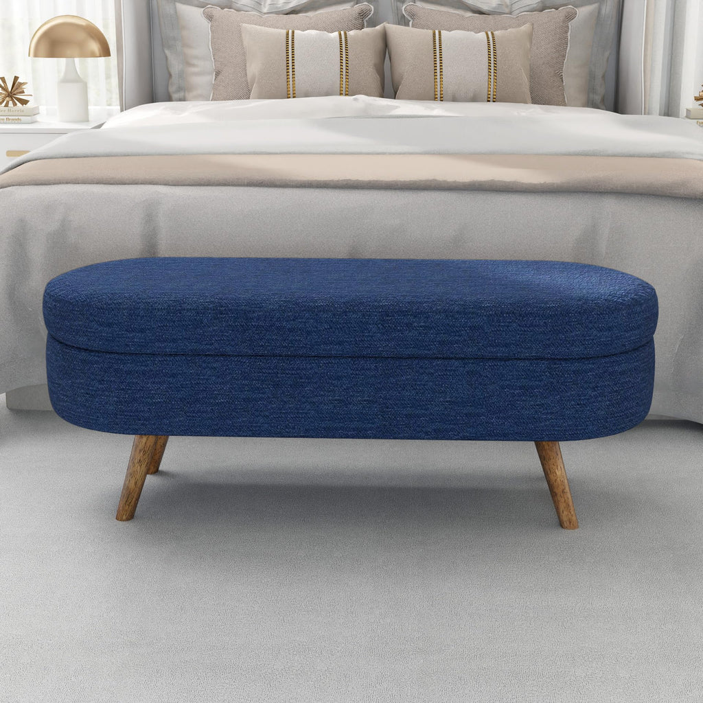 Oval Storage Bench with Rubber Wood Legs P78576