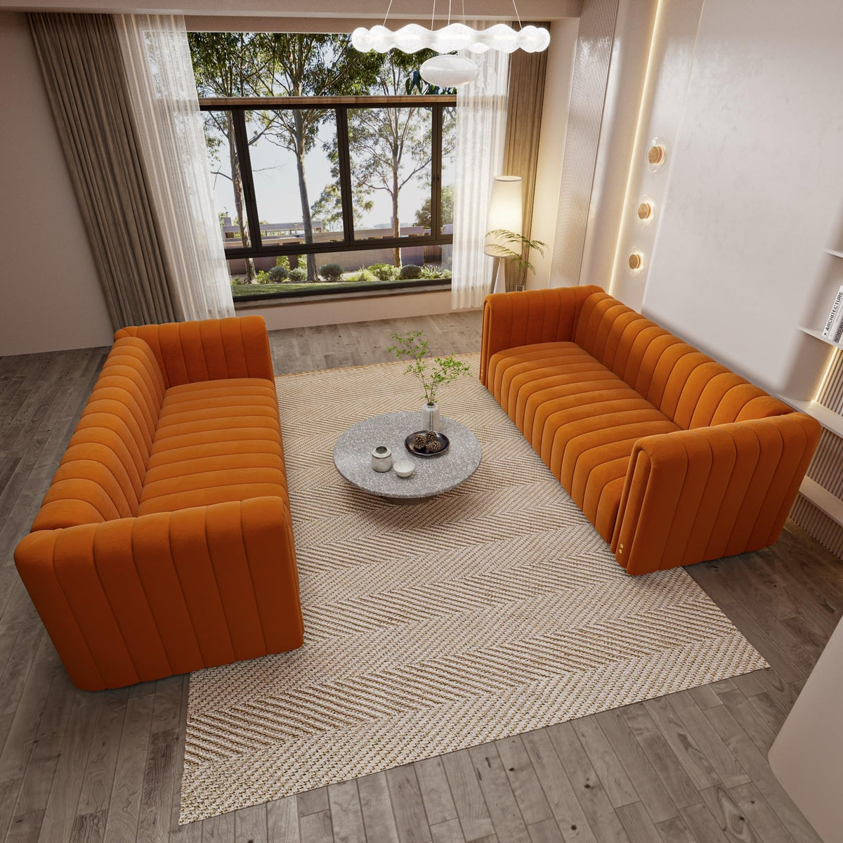 Velvet Sofa Set with Gold Metal Legs I922