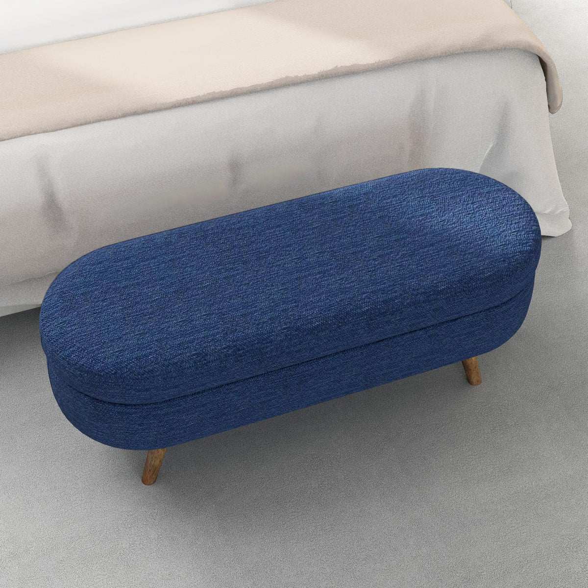 Oval Storage Bench with Rubber Wood Legs P78576