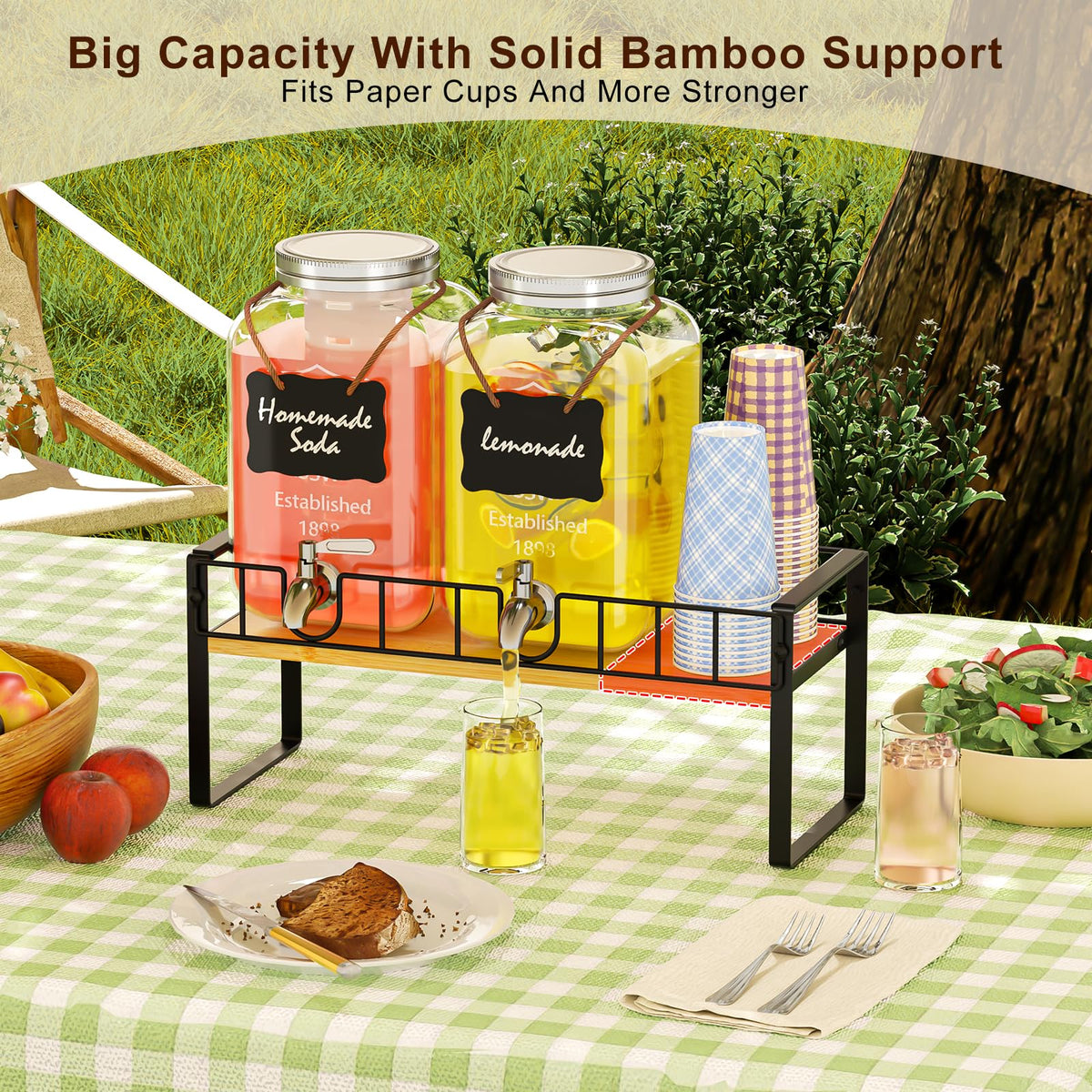 2 Pack 1 Gallon Glass Beverage Dispenser with Spigot and Ice Core V3125