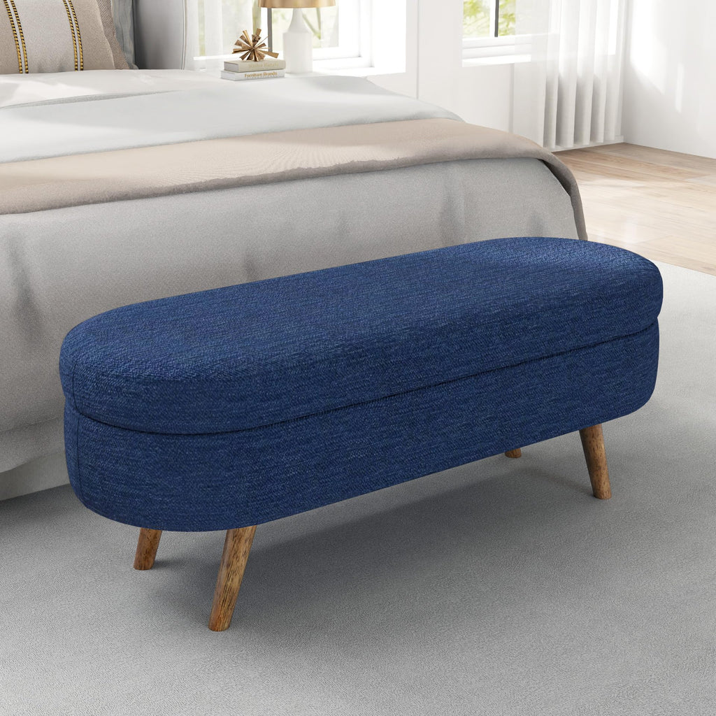 Oval Storage Bench with Rubber Wood Legs P78576