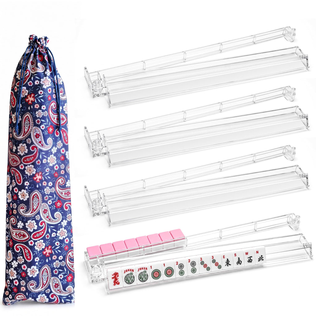 Clear Mahjong Racks with Pushers, 4-Pack U6330