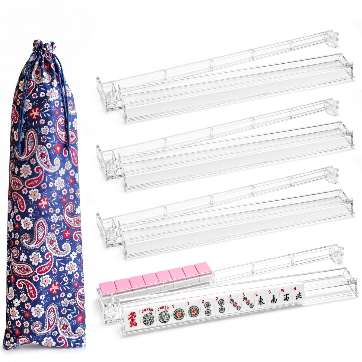 Clear Mahjong Racks with Pushers, 4-Pack U6330