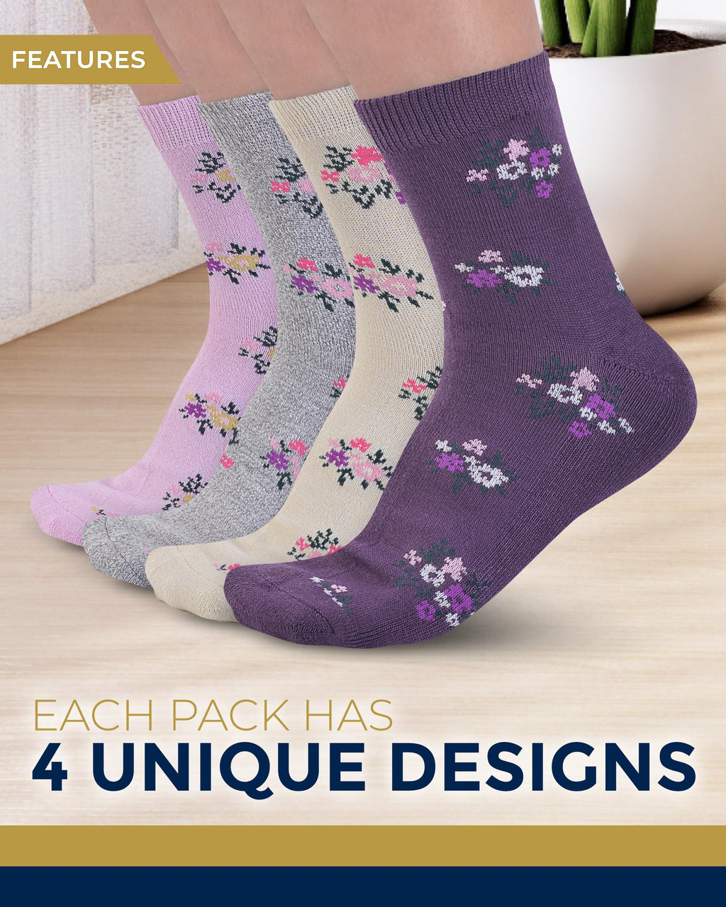 Breathable Bamboo Viscose Ankle Diabetic Socks 4 Pairs H19957