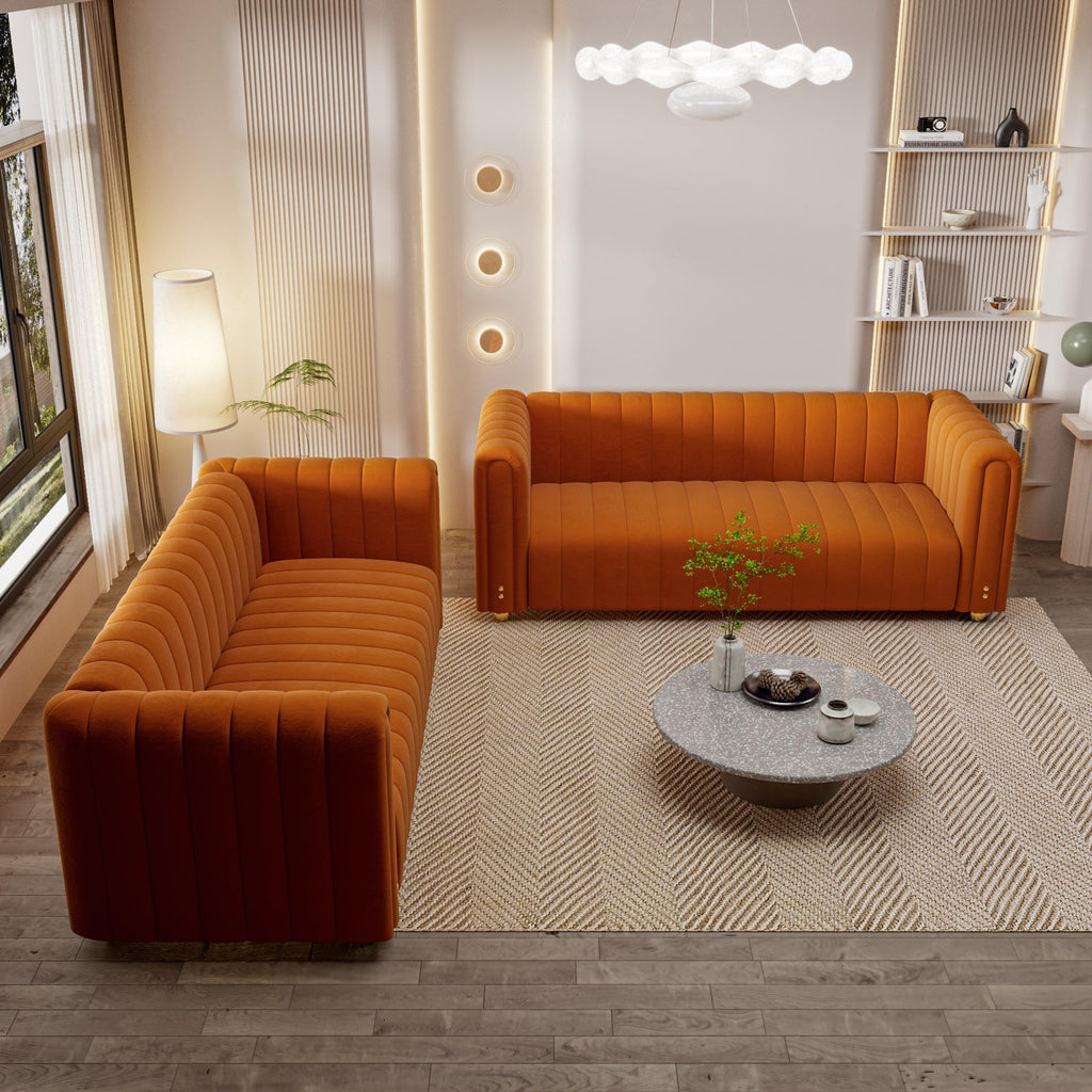 Velvet Sofa Set with Gold Metal Legs I922