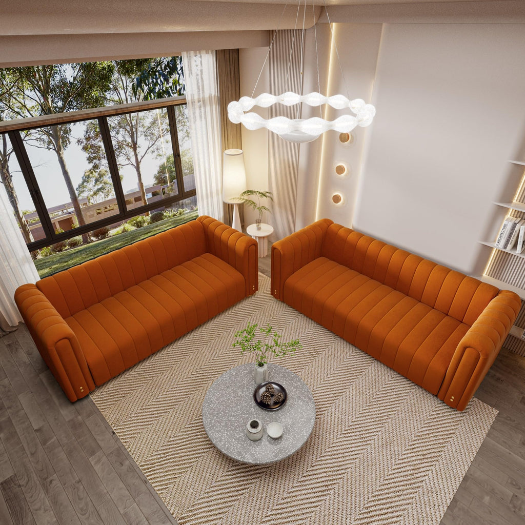 Velvet Sofa Set with Gold Metal Legs I922